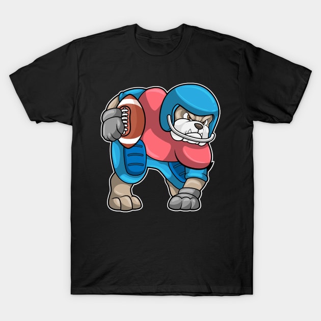 Bulldog at Sports with Football & Helmet T-Shirt by Sonoma92